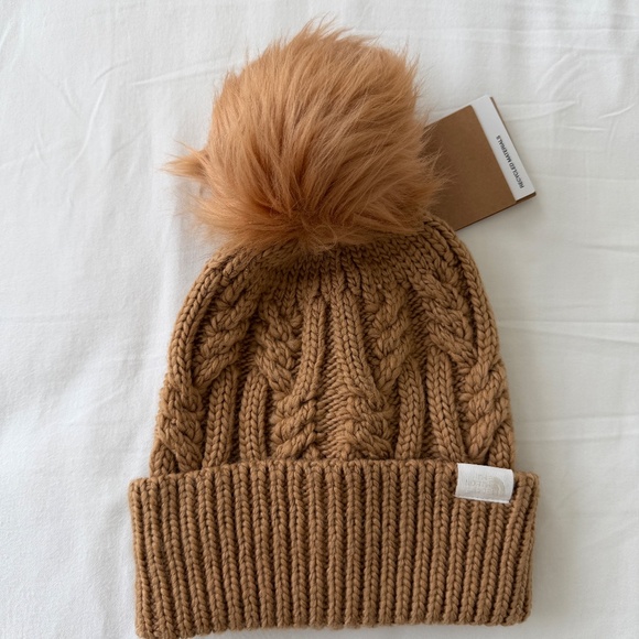 The North Face Oh Mega Pom Beanie / Toque in Almond Butter - Picture 2 of 8